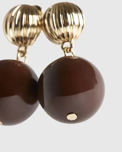 Brown Choc Ball Drop Earrings