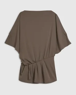 Brown Cold Shoulder Top