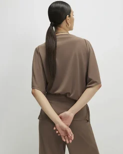 Brown Cold Shoulder Top