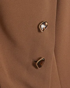 Brown Collarless Asymmetric Jumpsuit