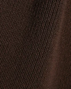 Brown Cotton Blend Knitted Short Sleeve Top