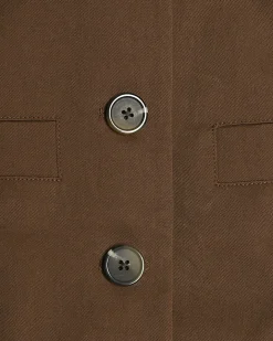 Brown Cotton Blend Military Nipped Waistcoat