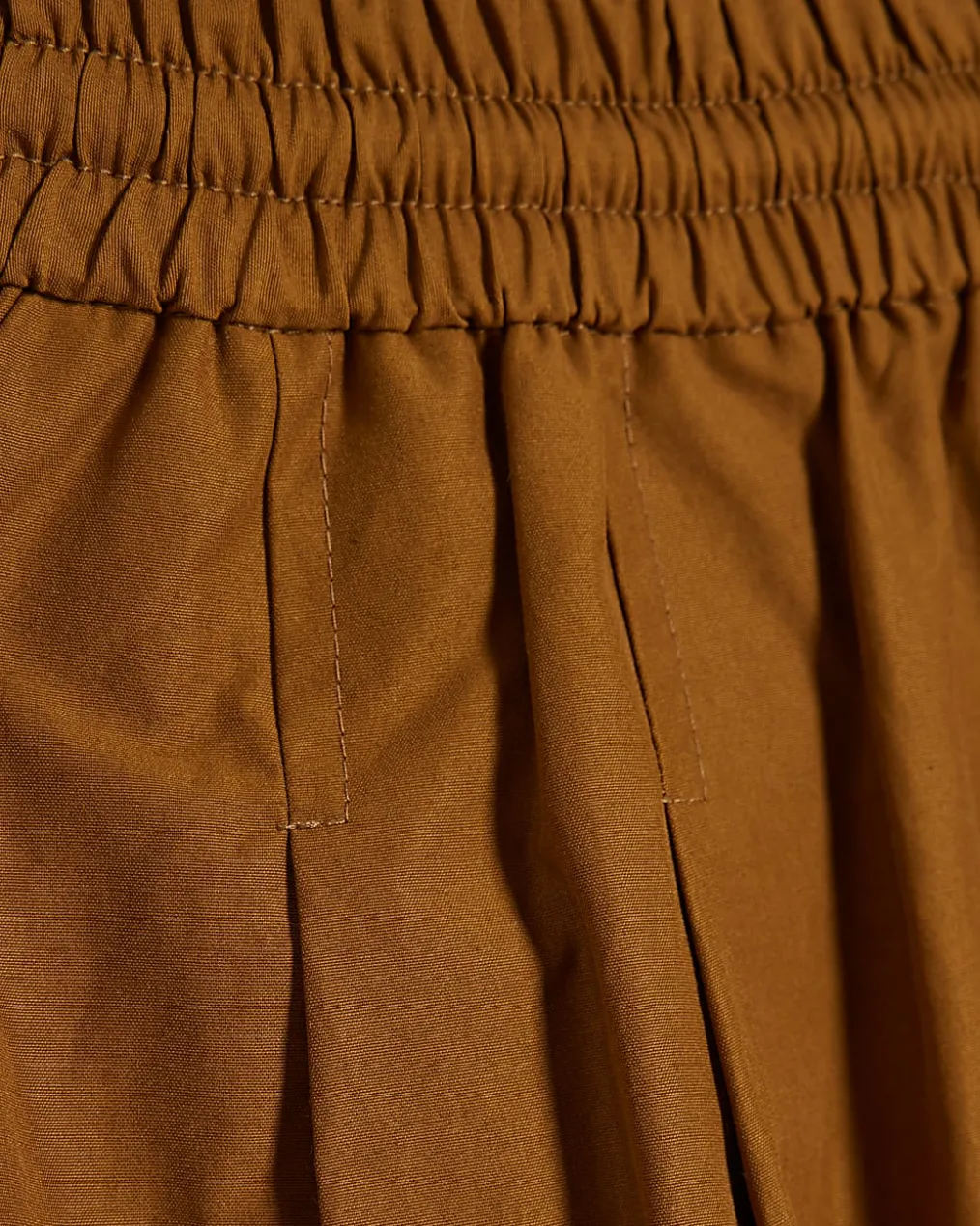 Brown Cotton blend Poplin Barrel Leg Trousers
