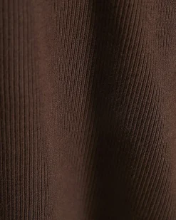Brown Cotton Blend Sleeveless Ribbed Tank Top