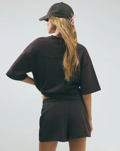 Brown Cotton Loopback Shorts