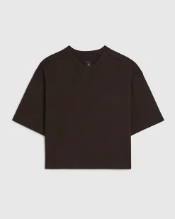 Brown Cotton Short Sleeve Loopback T-shirt