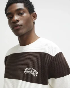 Brown Cotton Stripe State Champion T-Shirt