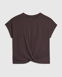 Brown Cotton Twist Front T-Shirt