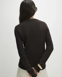 Brown Crew Neck Knitted Cardigan