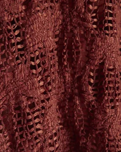 Brown Crochet Lace Top