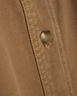 Brown Denim Cropped Trench Jacket