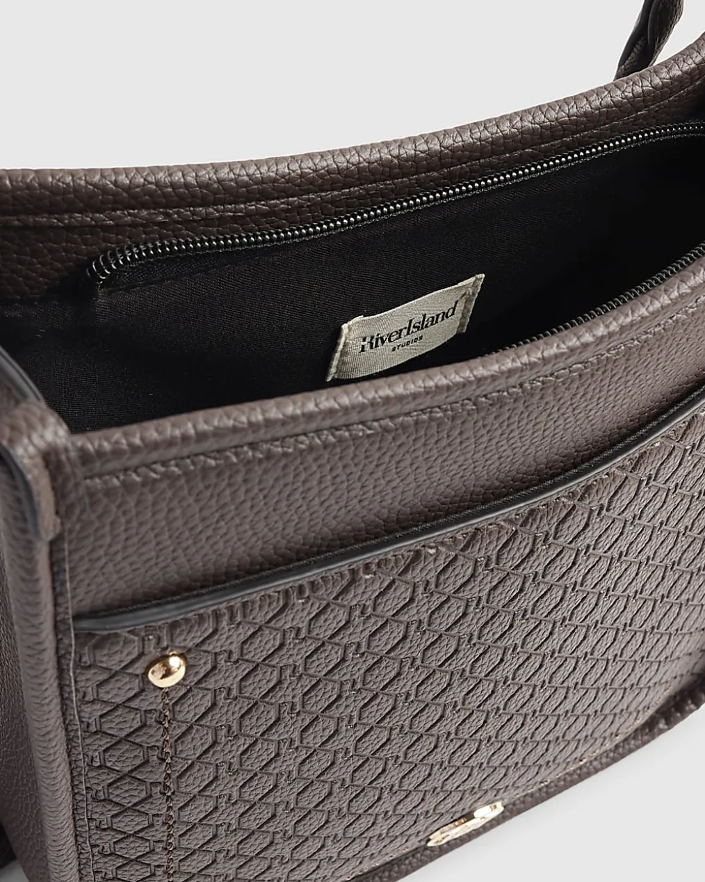 Brown Embossed Pocket Messenger Bag