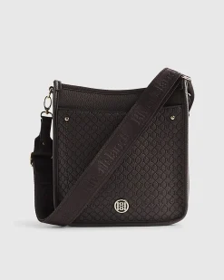 Brown Embossed Pocket Messenger Bag