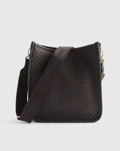 Brown Embossed Pocket Messenger Bag