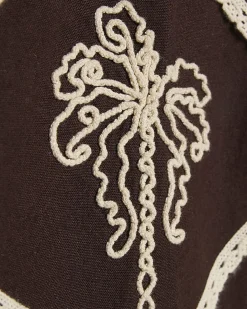 Brown Embroidered Halter Neck Mini Dress