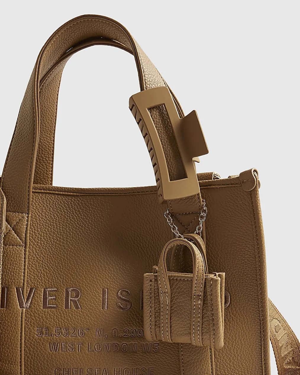 Brown Embroidered Tote Bag
