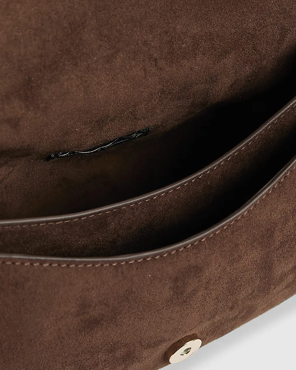 Brown Faux Suede Cherry Charm Shoulder Bag