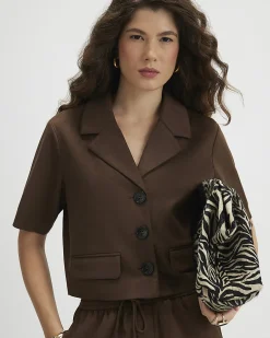 Brown Faux Suede Short Sleeve Shirt