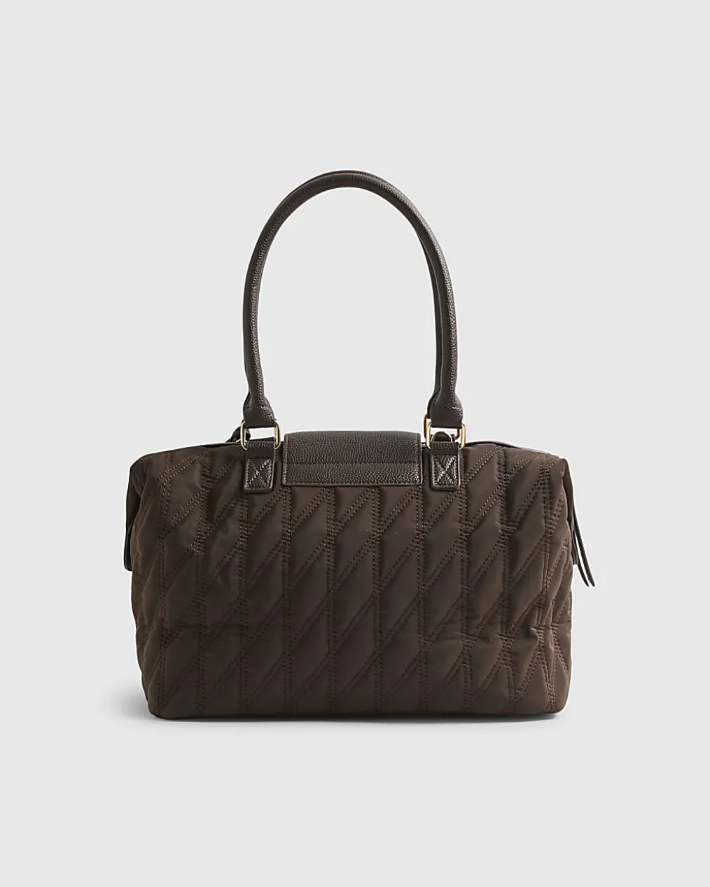 Brown Flap Top Quilted Travel Bag