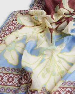 Brown Floral Spliced Scarf