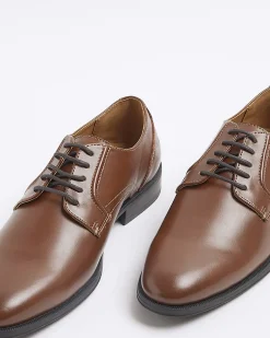Brown formal derby shoes