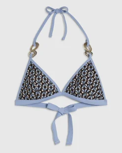 Brown Geometric Print Triangle Bikini Top