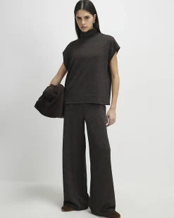 Brown Glitter Wide Leg Trousers