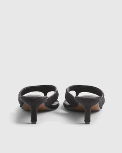 Brown Hair On Leather Toe Thong Heel Sandals