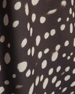 Brown Halter Neck Polka Dot Print Midi Dress