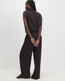 Brown High Waisted Premium Wide Leg Joggers