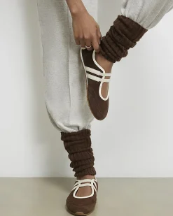 Brown Knitted Ribbed Leg Warmers