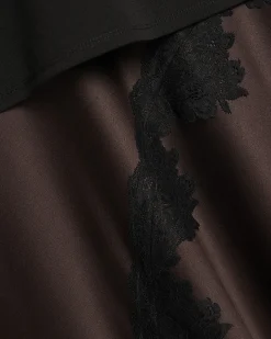 Brown Lace Hybrid T-Shirt Maxi Dress