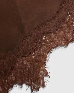 Brown Lace Trim Waist Scarf