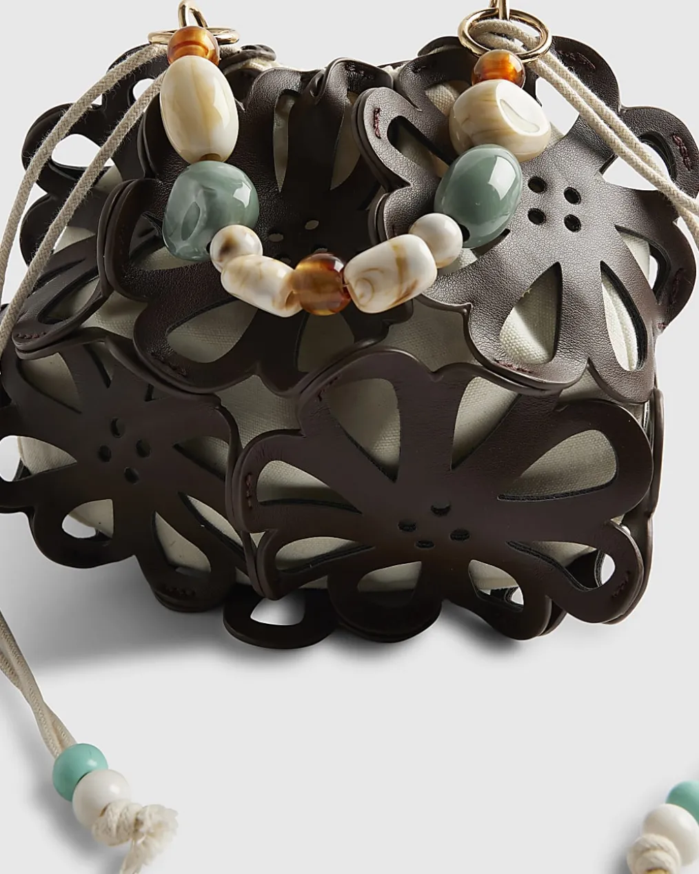 Brown Laser Cut Flower Cross Body Bag