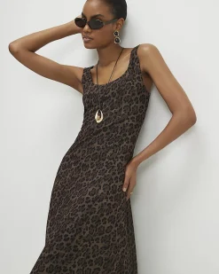 Brown Leopard Mesh Maxi Dress