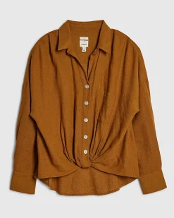Brown Linen Blend Shirt