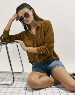 Brown Linen Blend Shirt