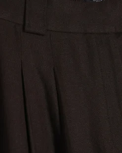 Brown Linen Blend Tailored Wide Leg Trousers