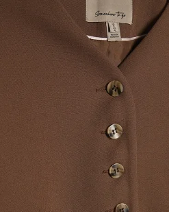 Brown Long Balloon Sleeve Button Up Jacket