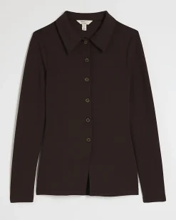 Brown Long Sleeve Premium Button Up Shirt