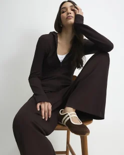 Brown Long Sleeve Premium Zip Through Hoodie