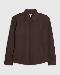 Brown Long Sleeve Shoulder Padded Shirt