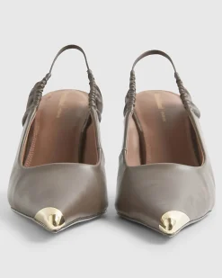 Brown Metal Toe Cap Court Shoes