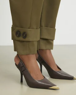 Brown Metal Toe Cap Court Shoes