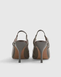 Brown Metal Toe Cap Court Shoes