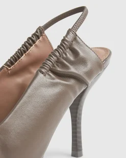 Brown Metal Toe Cap Court Shoes