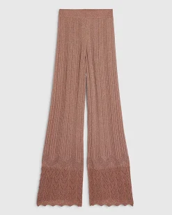 Brown Metallic Knit Trousers