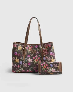 Brown Monogram Floral Wallet and Shopper bag