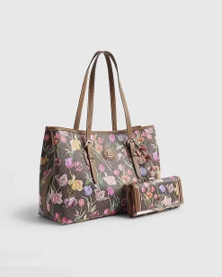 Brown Monogram Floral Wallet and Shopper bag