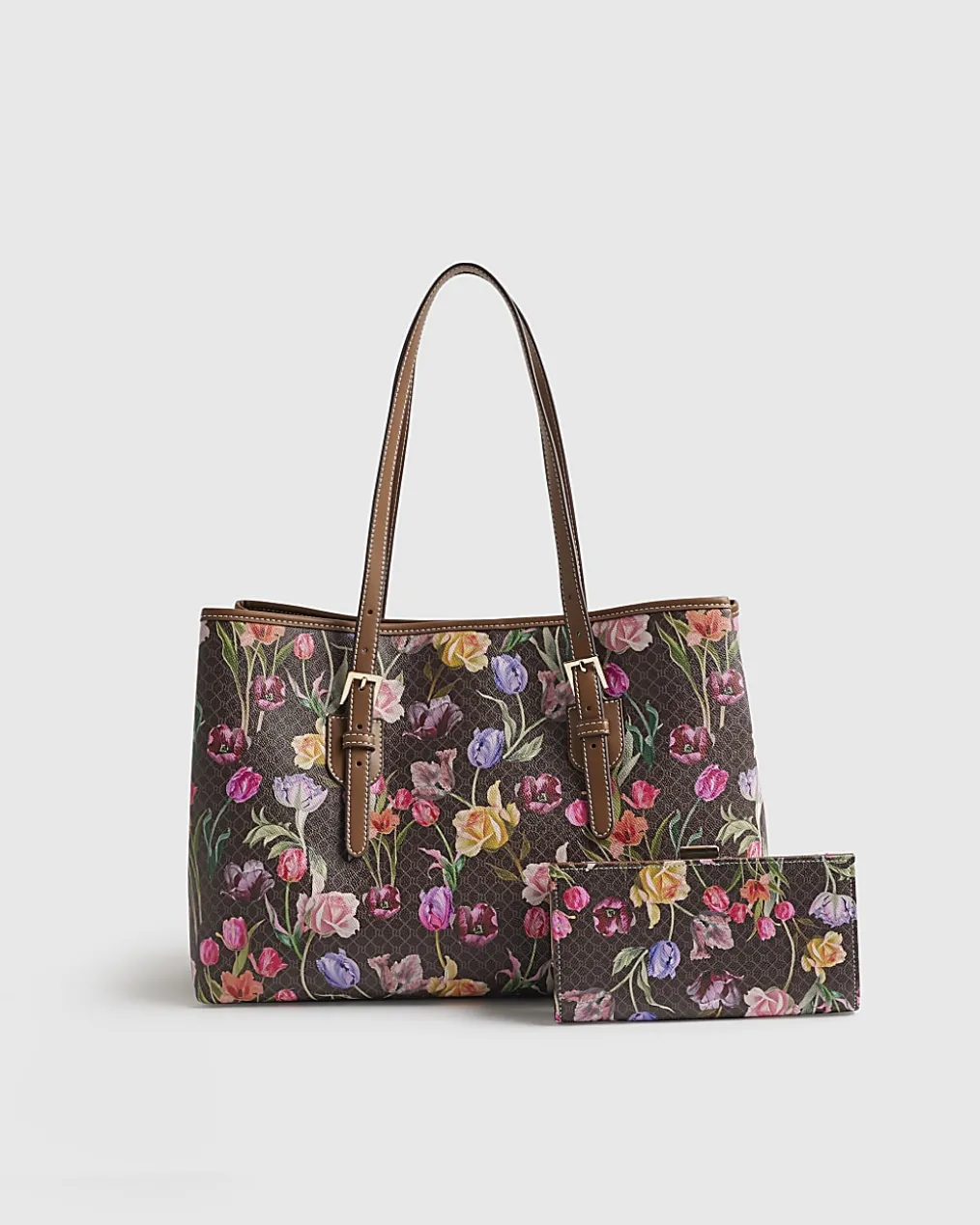 Brown Monogram Floral Wallet and Shopper bag
